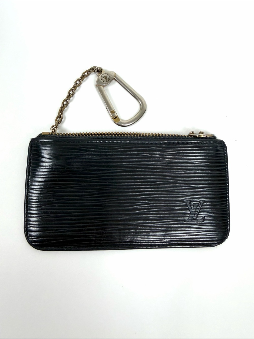 Authentic Louis Vuitton Black Epi Leather Noir Pochette Cles Key Pouch